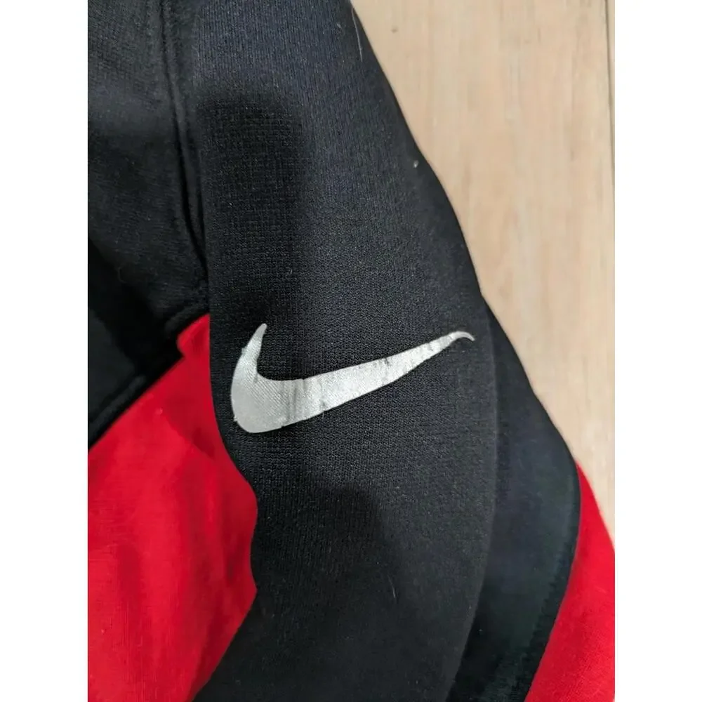 Mens‎ Nike Elite Therma-Fit Black Red Long Sleeve Pullover Hoodie Size Medium M